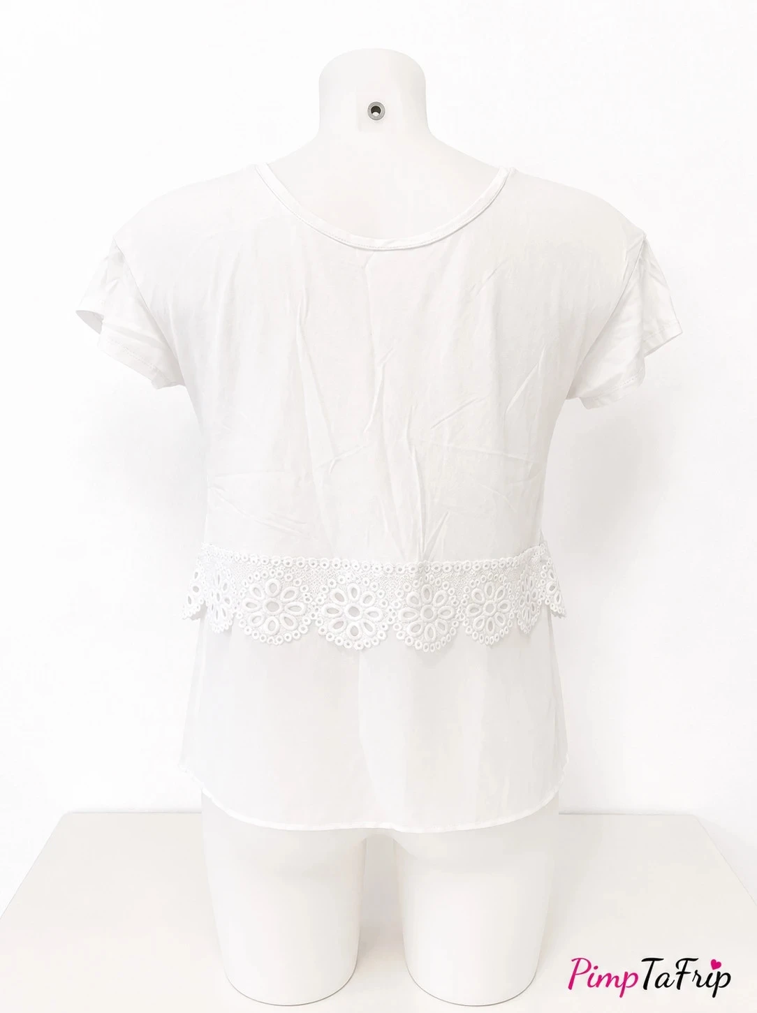 Blusa blanca para mujer con encaje bordado – Estilo bohemio – Talla única – photo 3